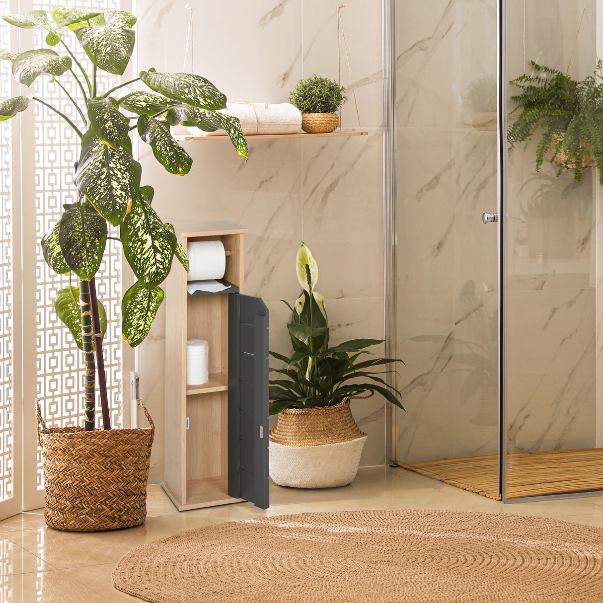 easycomfort easycomfort mobiletto a colonna per il bagno bambu e legno grigio 18 x 18 x 75cm ean 8054111841115