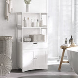 easycomfort easycomfort mobile bagno con mensole armadietto e cassetto mobiletto multiuso in legno bianco 60x33x122 5cm
