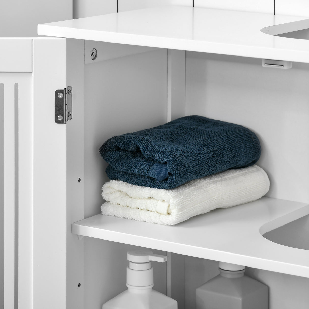 easycomfort easycomfort mobiletto da bagno sottolavabo a 2 ante in mdf salvaspazio con ripiani regolabili 60x30x60cm bianco
