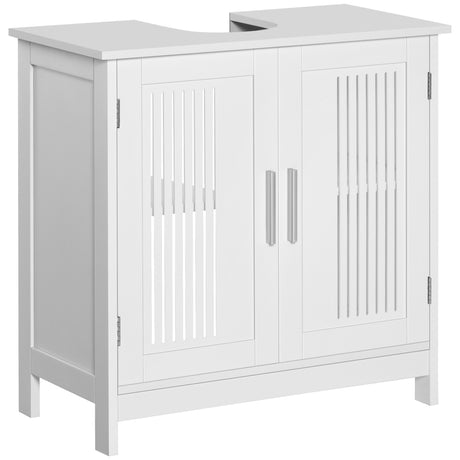 easycomfort easycomfort mobiletto da bagno sottolavabo a 2 ante in mdf salvaspazio con ripiani regolabili 60x30x60cm bianco