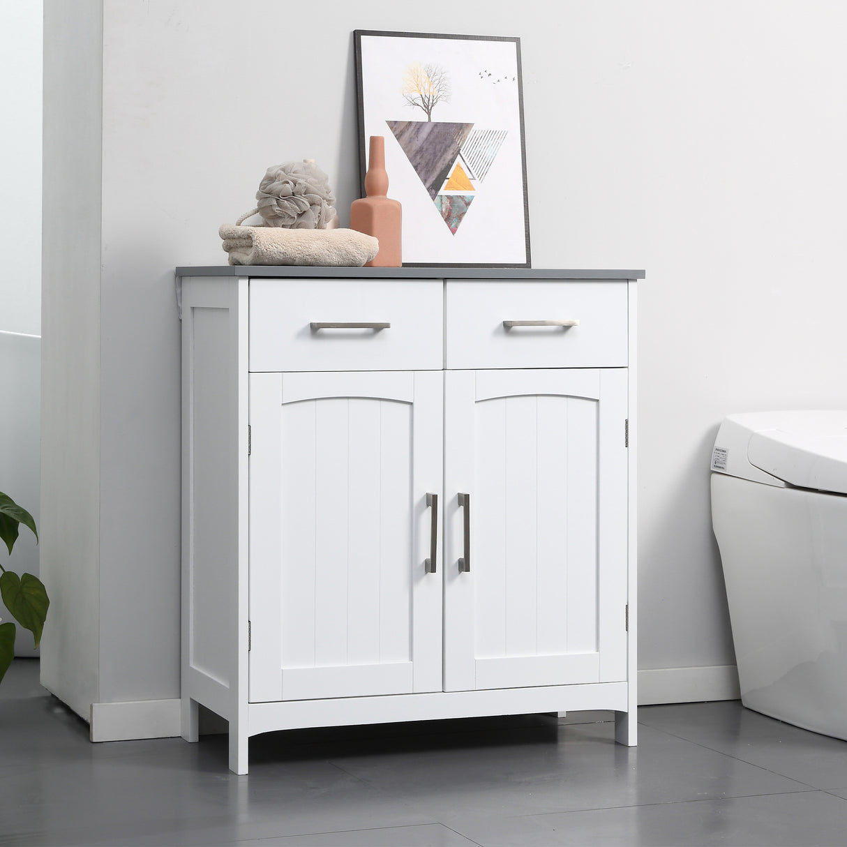 easycomfort easycomfort mobiletto bagno con 2 ante 2 cassetti e ripiano regolabile in mdf 68x33x76cm