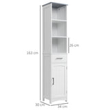 easycomfort easycomfort armadietto bagno con scaffale a 3 livelli 1 cassetto e 1 mobiletto 34x30x163cm