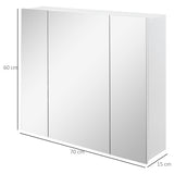 easycomfort easycomfort armadietto bagno con 3 ante specchiate e ripiani regolabili 70x15x60cm bianco