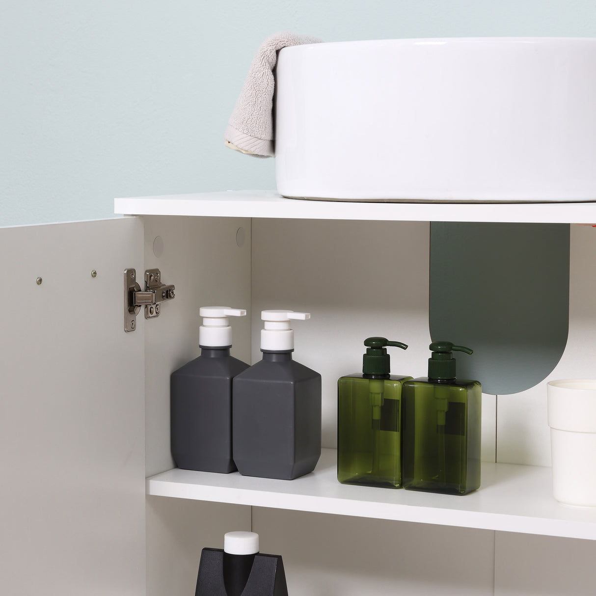 easycomfort easycomfort mobile sottolavabo per bagno a 2 ante in legno con mensola regolabile 60x30px62 5cm