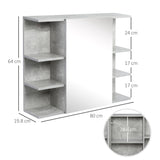 easycomfort easycomfort specchiera bagno a parete con anta e mensole laterali in legno 80x19 8x64cm