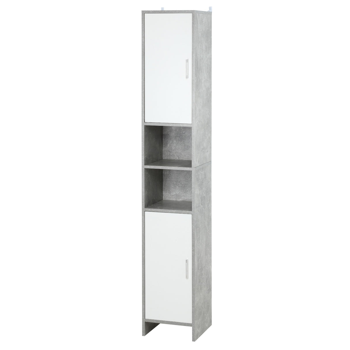 easycomfort easycomfort colonna bagno con 2 armadietti e 2 vani aperti in legno effetto cemento 30x30x180cm