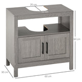 easycomfort easycomfort mobile sottolavabo con armadietto a 2 ante e ripiani in legno 60x30x60cm grigio