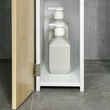 easycomfort easycomfort colonna bagno con 2 ripiani e 2 armadietti mobile alto salvaspazio 15 2x29 8x118 cm bianco e color legno