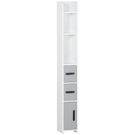 easycomfort easycomfort colonna bagno con mensole e armadietti mobile alto salvaspazio in legno 15x17x120cm bianco e grigio