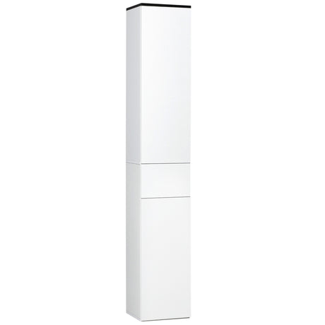 easycomfort easycomfort mobile bagno con ripiano regolabile 2 ripiani chiusi e un cassetto in legno 30x28x180 cm bianco