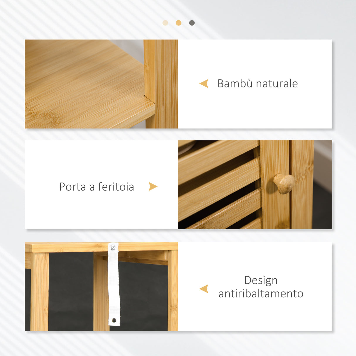 easycomfort easycomfort armadietto bagno in bambu con 2 ripiani aperti e armadietto a 2 livelli 32 9x29 9x120 cm