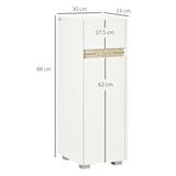 easycomfort easycomfort mobiletto bagno con cassetto e armadietto con mensola regolabile in legno 30x33x88cm bianco