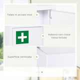 easycomfort easycomfort armadietto medicinali a 3 ripiani in acciaio inox con 2 chiavi e montaggio a parete 30x14x46 cm bianco