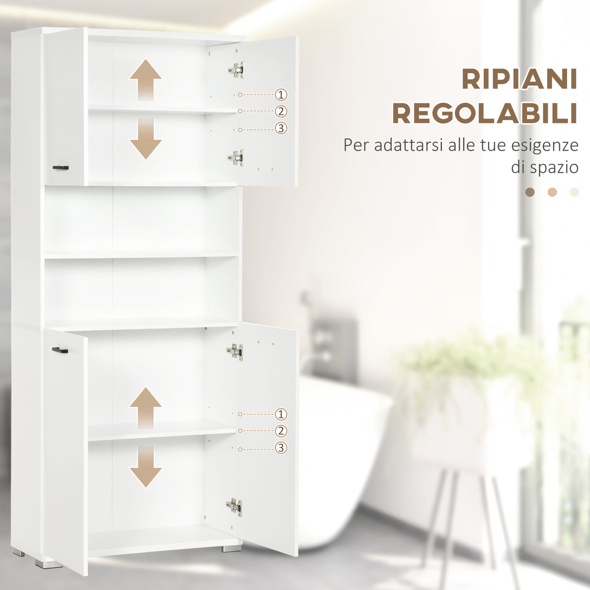 easycomfort easycomfort mobile bagno in truciolato bianco con 2 armadietti con ante e 2 ripiani aperti 80x33 5x190 cm