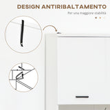 easycomfort easycomfort mobile bagno in truciolato bianco con 2 armadietti con ante e 2 ripiani aperti 80x33 5x190 cm