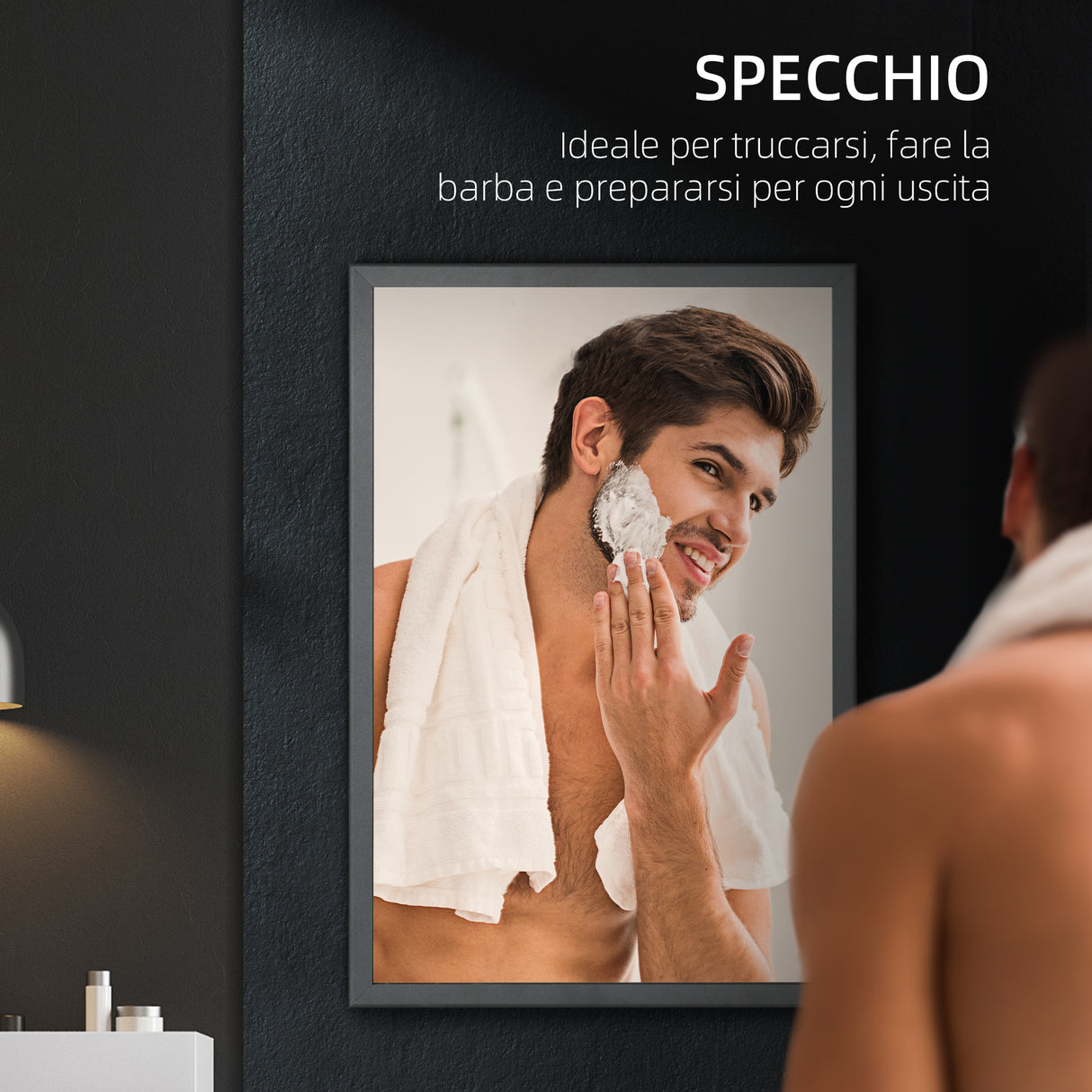 easycomfort easycomfort specchiera bagno in acciaio con armadietto a 3 ripiani e chiusura ammortizzata 40x12x60 cm nero