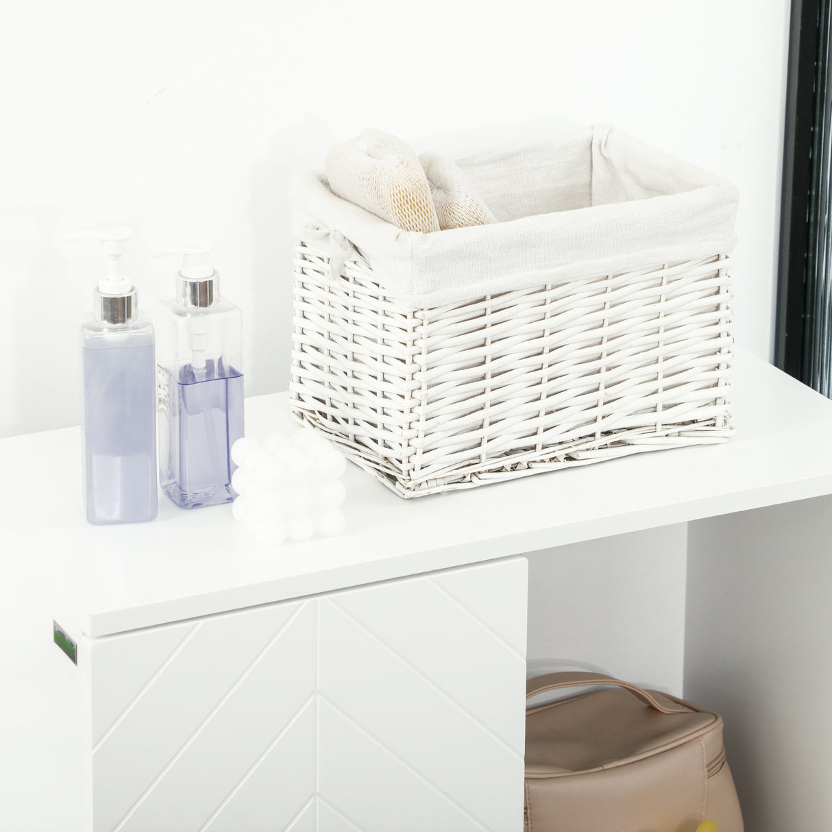 easycomfort easycomfort mobiletto bagno moderno con armadietto cassetto e mensola regolabile 60x30x120cm bianco