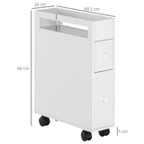 easycomfort easycomfort mobiletto salvaspazio bagno con 4 ruote 2 cassetti e ripiano aperto 16x49 5x66cm bianco