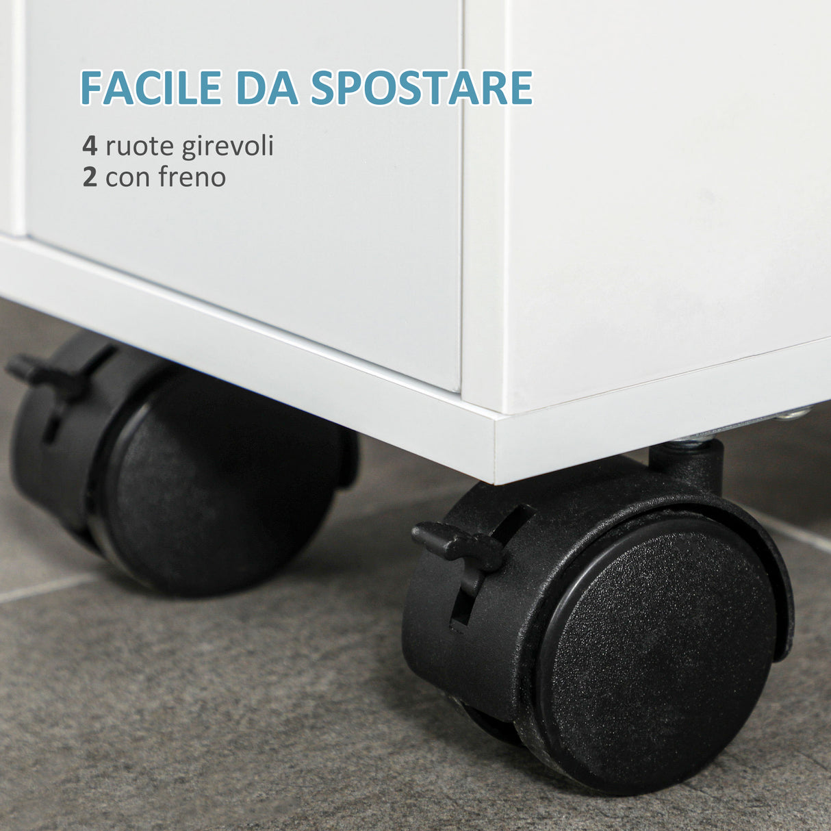 easycomfort easycomfort mobiletto salvaspazio bagno con 4 ruote 2 cassetti e ripiano aperto 16x49 5x66cm bianco