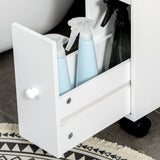 easycomfort easycomfort mobiletto salvaspazio bagno con 4 ruote 2 cassetti e ripiano aperto 16x49 5x66cm bianco