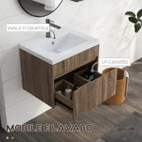 easycomfort easycomfort mobile lavabo da 60cm con cassetto in legno e lavandino in ceramica marrone chiaro