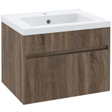 easycomfort easycomfort mobile lavabo da 60cm con cassetto in legno e lavandino in ceramica marrone chiaro