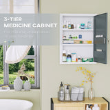 easycomfort easycomfort armadietto medicinali con 3 ripiani e blocco con chiavi in acciaio 40x15x53 5cm bianco e grigio