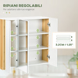 easycomfort easycomfort armadietto specchiera bagno a 3 ante con mensole regolabili 68x22x60cm bianco