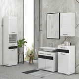 easycomfort easycomfort mobiletto bagno in mdf con cassetto e armadietto con ripiano interno regolabile 37x32 5x79 cm bianco