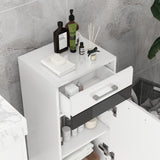 easycomfort easycomfort mobiletto bagno in mdf con cassetto e armadietto con ripiano interno regolabile 37x32 5x79 cm bianco