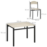 easycomfort easycomfort set da pranzo con tavolo rettangolare e 4 sedie in acciaio e mdf nero e rovere