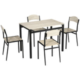 easycomfort easycomfort set da pranzo con tavolo rettangolare e 4 sedie in acciaio e mdf nero e rovere