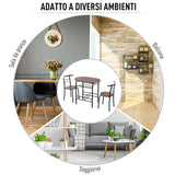 easycomfort easycomfort set tavolo moderno con 2 sedie per sala da pranzo set 3 pezzi mobili salvaspazio da cucina balcone ristorante o bar marrone e nero ean 8054111847506