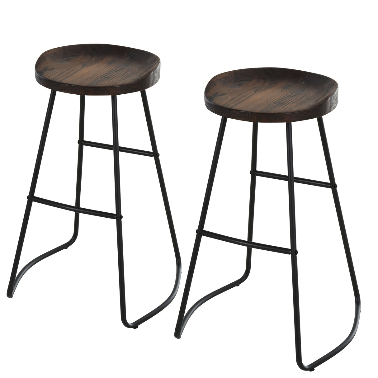 easycomfort easycomfort set 2 sgabelli alti da bar stile industriale in acciaio nero e legno ean 8055776915043