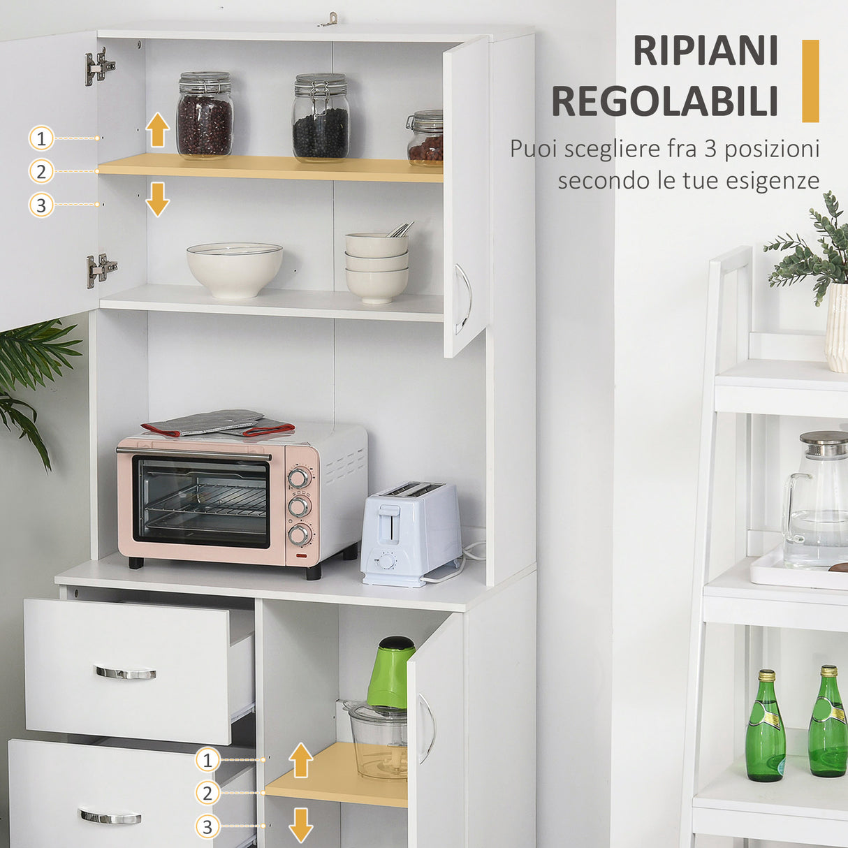 easycomfort easycomfort credenza moderna in legno bianco con 2 armadietti mensole regolabili 1 ripiano aperto e 3 cassetti 80x39 5x183 5cm