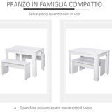 easycomfort easycomfort set 3 pezzi tavolo con 2 panche per cucina bar o sala da pranzo moderna in legno bianco 2 posti 110x70x75cm