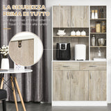 easycomfort easycomfort mobile buffet dispensa cucina ante cassetti e vani aperti 100l x 39p x 181 5acm bianco e legno