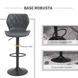 easycomfort easycomfort set di 2 sgabelli da bar alti in finta pelle con altezza regolabile sgabelli cucina girevoli con schienale e poggiapiedi 44x50 5x90 110cm grigio