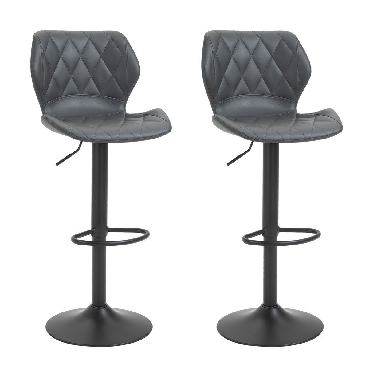 easycomfort easycomfort set di 2 sgabelli da bar alti in finta pelle con altezza regolabile sgabelli cucina girevoli con schienale e poggiapiedi 44x50 5x90 110cm grigio