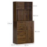 easycomfort easycomfort credenza moderna con 3 cassetti e armadietti mobile dispensa per cucina e soggiorno in legno 80x40x178cm noce
