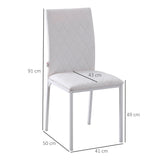 easycomfort easycomfort set 4 sedie imbottite per sala da pranzo con rivestimento in similpelle 41x50x91cm bianco
