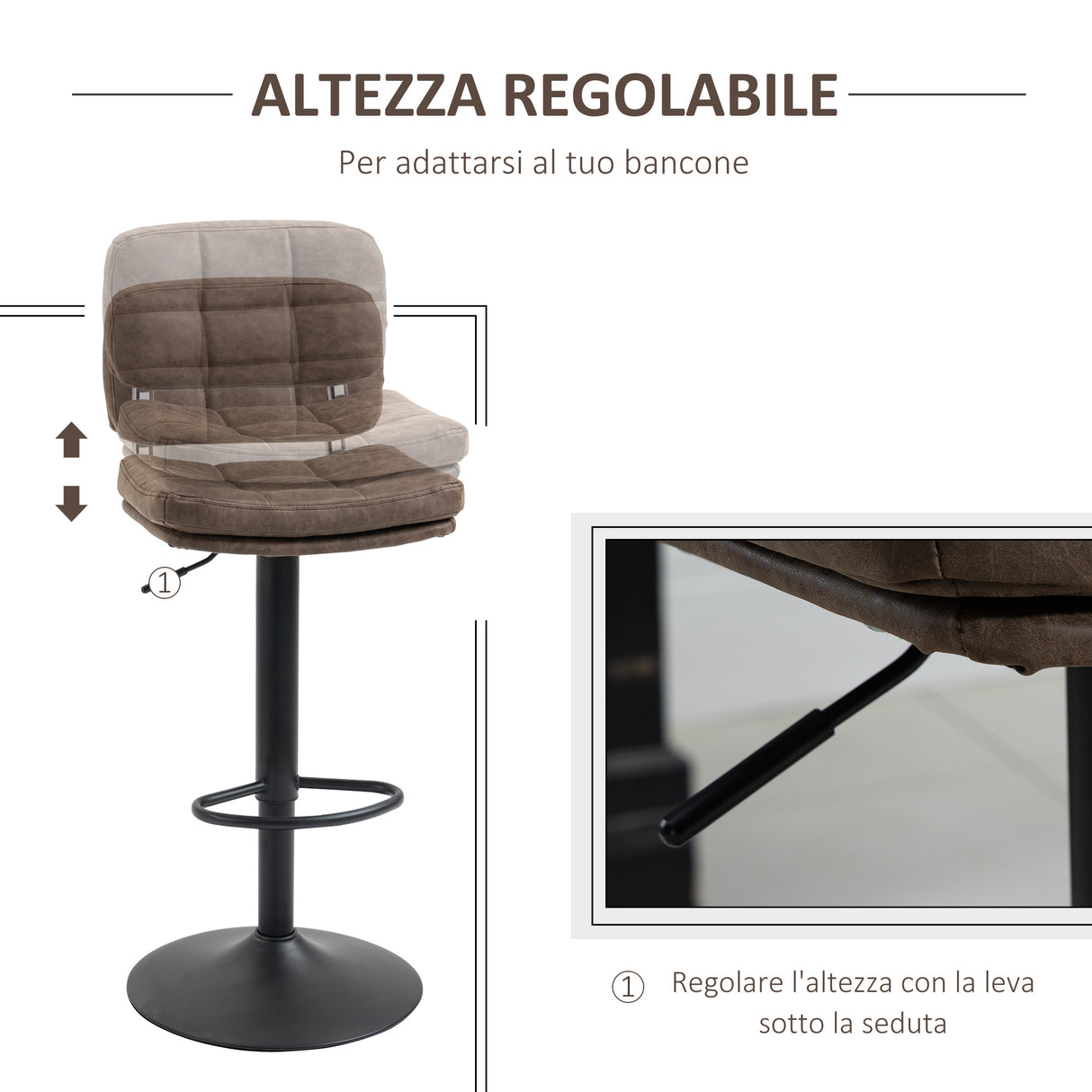 easycomfort easycomfort set 2 sgabelli bar moderni e girevoli con schienale e poggiapiedi sgabelli da cucina con altezza regolabile rivestimento pelle pu e imbottitura 41 5x45x85 107cm
