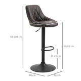 easycomfort easycomfort set 2 sgabelli da bar altezza regolabile con base in metallo e seduta in finta pelle sgabelli moderni con schienale e poggiapiedi 46x48x83 104 cm marrone e nero