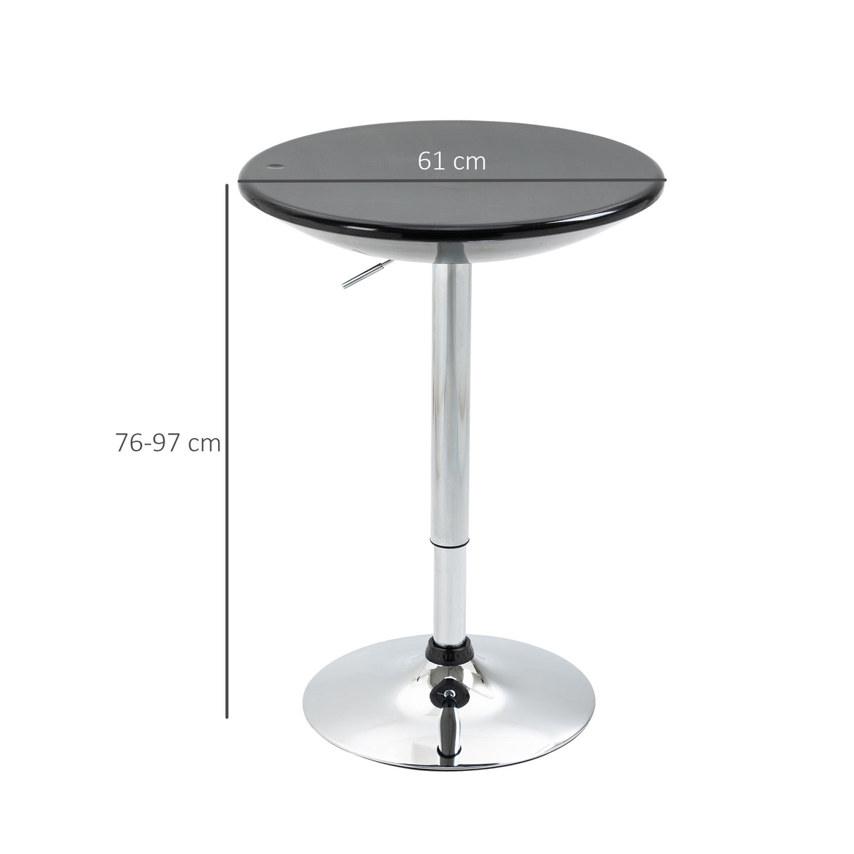 easycomfort easycomfort tavolo rotondo da bar con piano girevole altezza regolabile con leva a gas e base nero