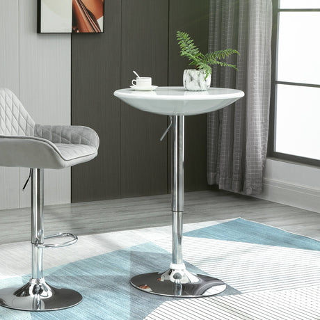easycomfort easycomfort tavolo rotondo da bar con piano girevole altezza regolabile con leva a gas e base bianco