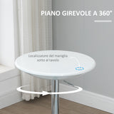 easycomfort easycomfort tavolo rotondo da bar con piano girevole altezza regolabile con leva a gas e base bianco