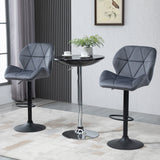 easycomfort easycomfort set 2 sgabelli da bar con altezza regolabile base in metallo seduta in velluto sgabelli cucina alti girevole con schienale e poggiapiedi 51 5x57 5x93 114 5cm grigio