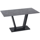easycomfort easycomfort tavolo da pranzo per 4 6 persone con piano effetto marmo e base in acciaio 140x80x76cm nero