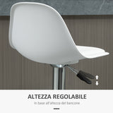easycomfort easycomfort set 2 sgabelli da bar girevoli con schienale poggiapiedi e altezza regolabile 38x42x82 104cm bianco