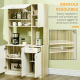 easycomfort easycomfort mobile buffet a 4 porte per cucina con 3 armadietti cassetto e piano dappoggio in truciolato 102x48x180 cm